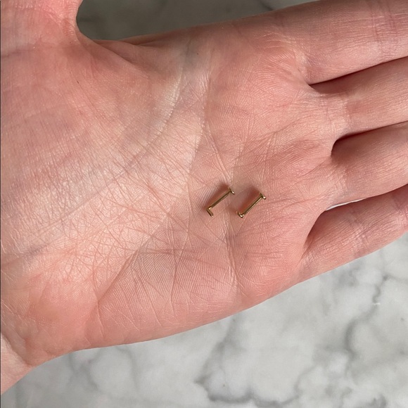 New 14K Gold Flatback Letter Earrings “N” “O” - With Boxes - Picture 9 of 16